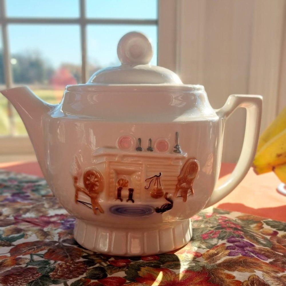 Vintage Porcelier Teapot, Made in USA, Vitreous China